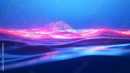 Wallpaper Mural Vibrant waves illuminated by glowing particles create a mesmerizing ocean scene. Torontodigital.ca