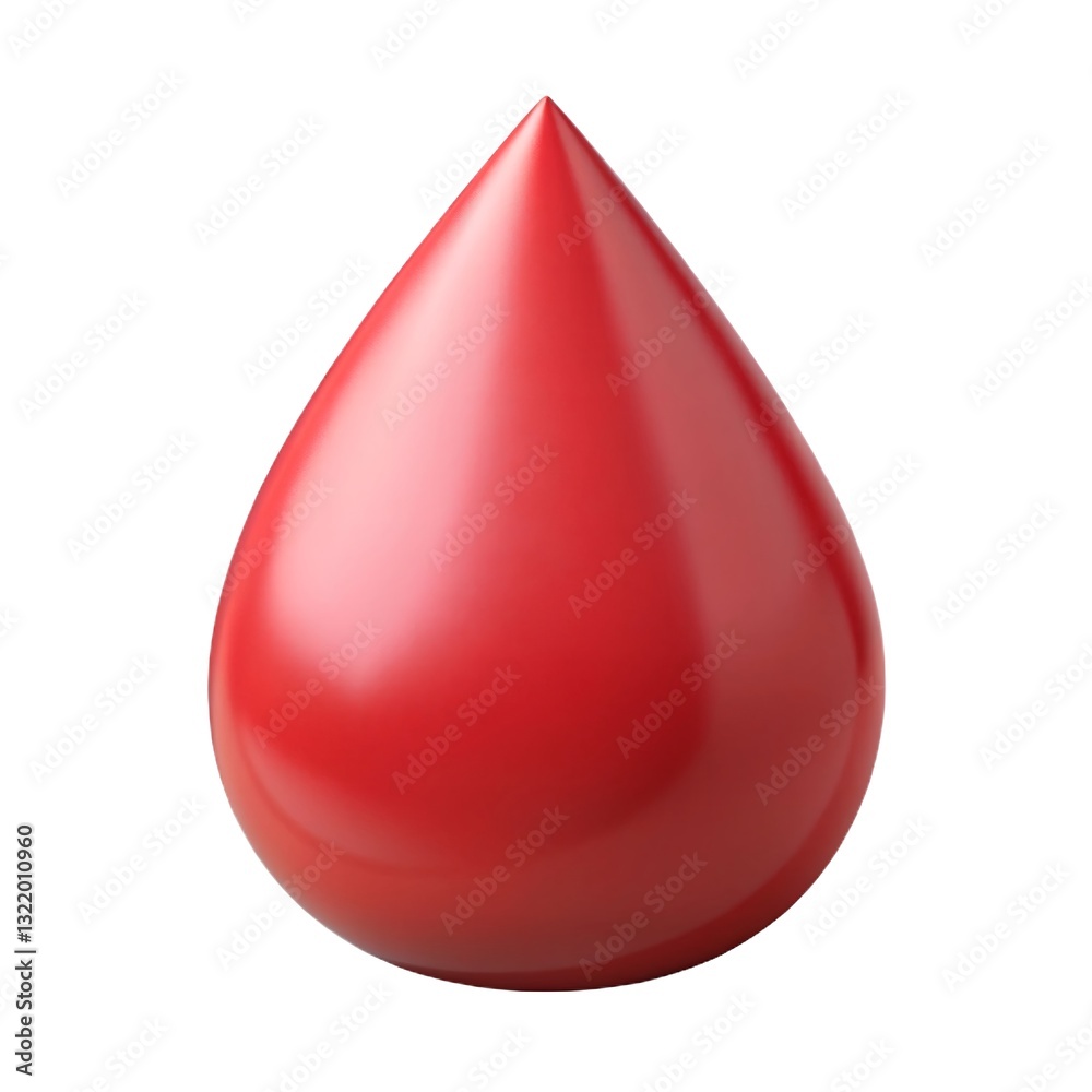 Obraz premium 3D Red Blood drop Icon. 3D Red Blood drop Icon On White Background. Realistic 3D Red Blood Drop Icon.
