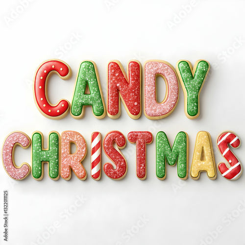 Candy christmas cute 3d text effect with lolipop and snow element