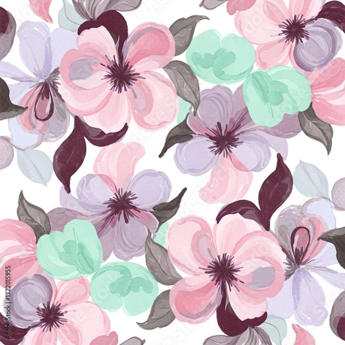 Pastel Floral Dream
Design a dreamy, abstract floral pattern using soft pastel colors like pink, lavender, and mint green. The flowers should intertwine with one another in an organic, flowing pattern
