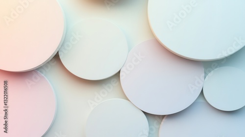 Modern minimalist design featuring soft overlapping geometric shapes in pastel tones with smooth gradients and subtle shadows for creative resources