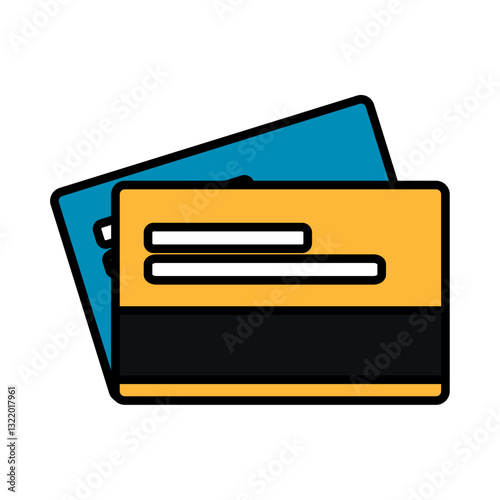 Vector illustration of two credit or debit cards, symbolizing electronic payments, banking, or financial transactions
