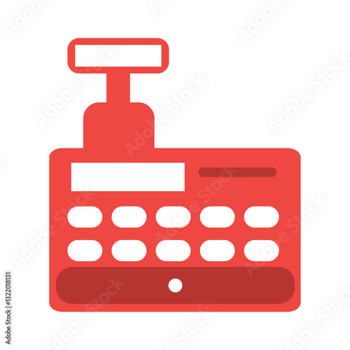 Vector illustration of a red cash register icon symbolizing retail checkout and point of sale in commerce