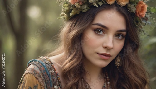 Eclectic Bohemian Woman in Linen Dress with Crochet Details, Macrame Jewelry, and Desert Backdrop | Boho Aesthetic