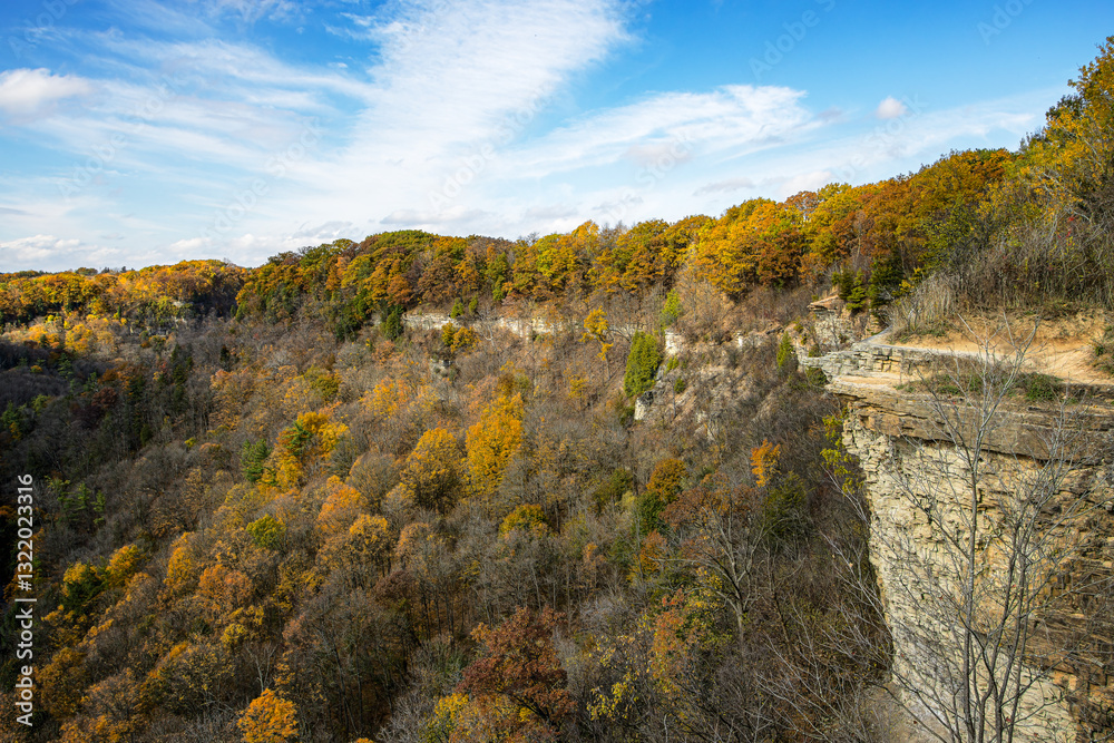 Beautiful Fall colours views of the Spencer Gorge along the Dundas Peak trail in Hamilton, Ontario, Canada. Beautiful Fall colours views of the Spencer Gorge along the Dundas Peak trail in Hamilton, Ontario, Canada.