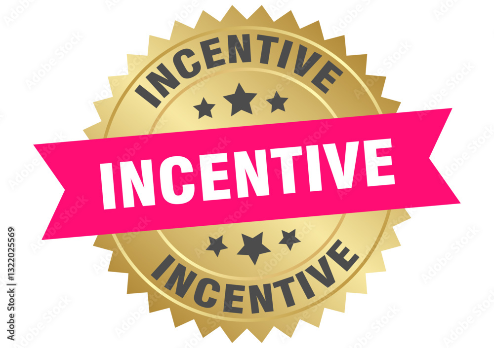 Obraz premium incentive. incentive round pink and gold label isolated on transparent background