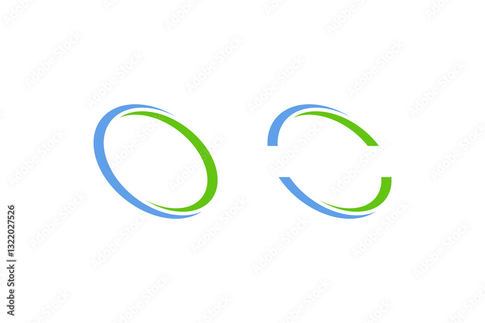 circle oval shape logo template modern abstract blue green circle oval shape logo template modern abstract blue green