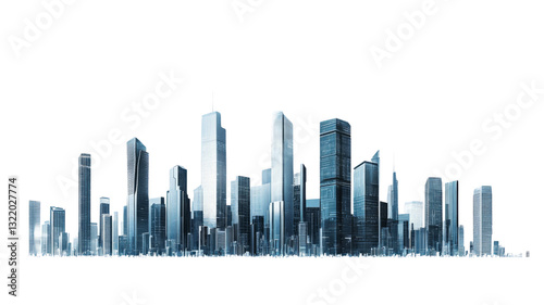 Futuristic skyline standing tall against transparent background