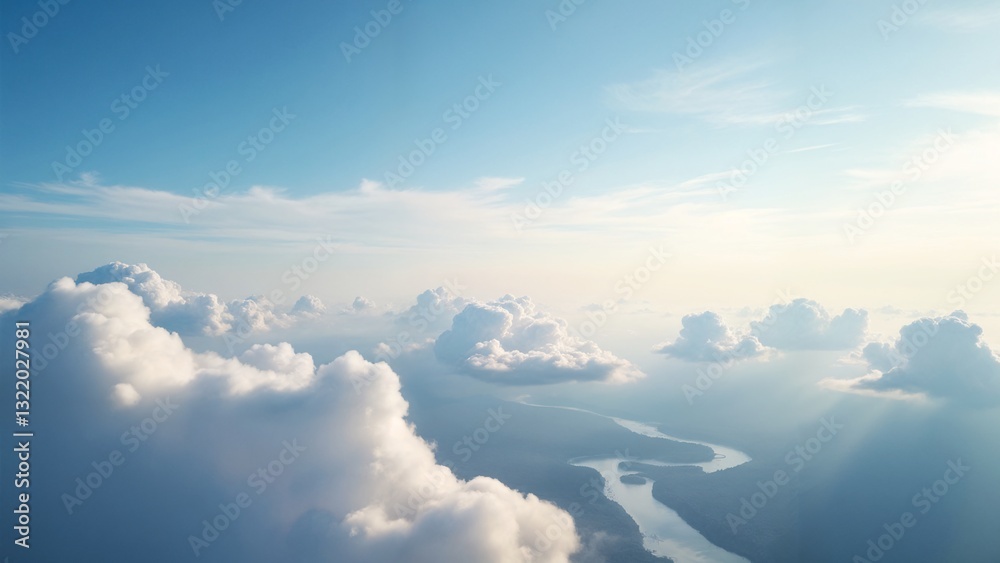 Fototapeta premium A view of a river in the middle of a large group of clouds.