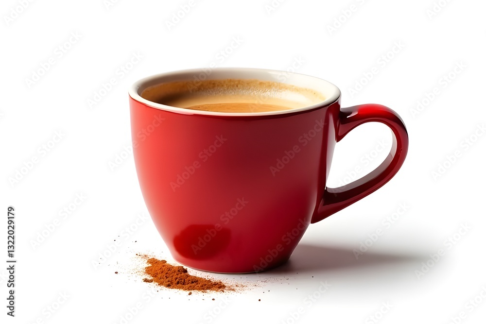 Fototapeta premium Red Coffee Cup Filled with Espresso and Cinnamon