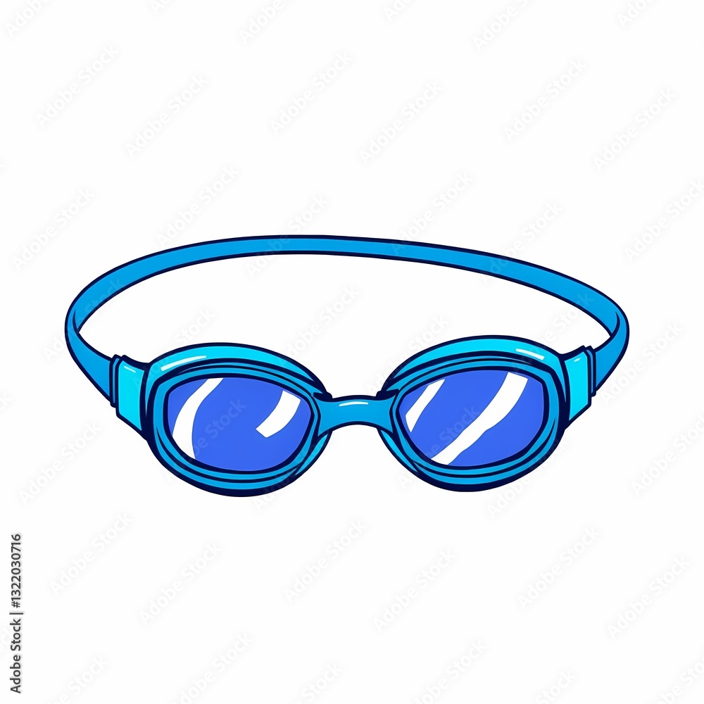 Fototapeta premium Aquatic Eye Protection: Dive into the world of swimming with these cool blue goggles. They offer clear vision and secure fit for ultimate underwater adventures.