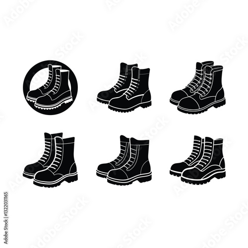 Work Boots Icon - High-Quality Vector for Safety, Construction, and Industrial Designs