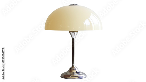 Modern desk lamp with cream shade on transparent background