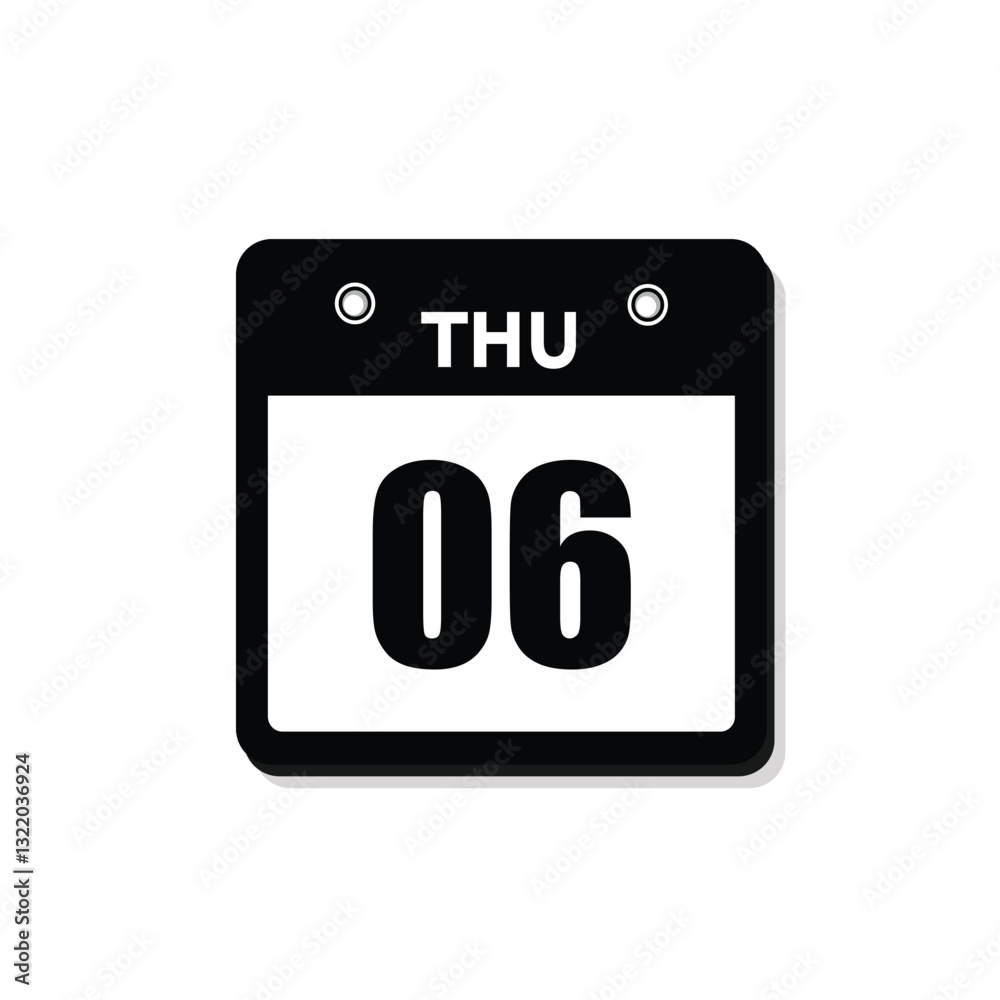 calender icon, 06 thursday icon with white background calender icon, 06 thursday icon with white background