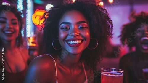 women having fun at a party in a nightclub, birthday celebration	