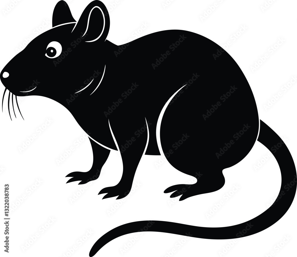 Fototapeta premium Rat Silhouette Vector Design, Rat Icon, Mouse Vector