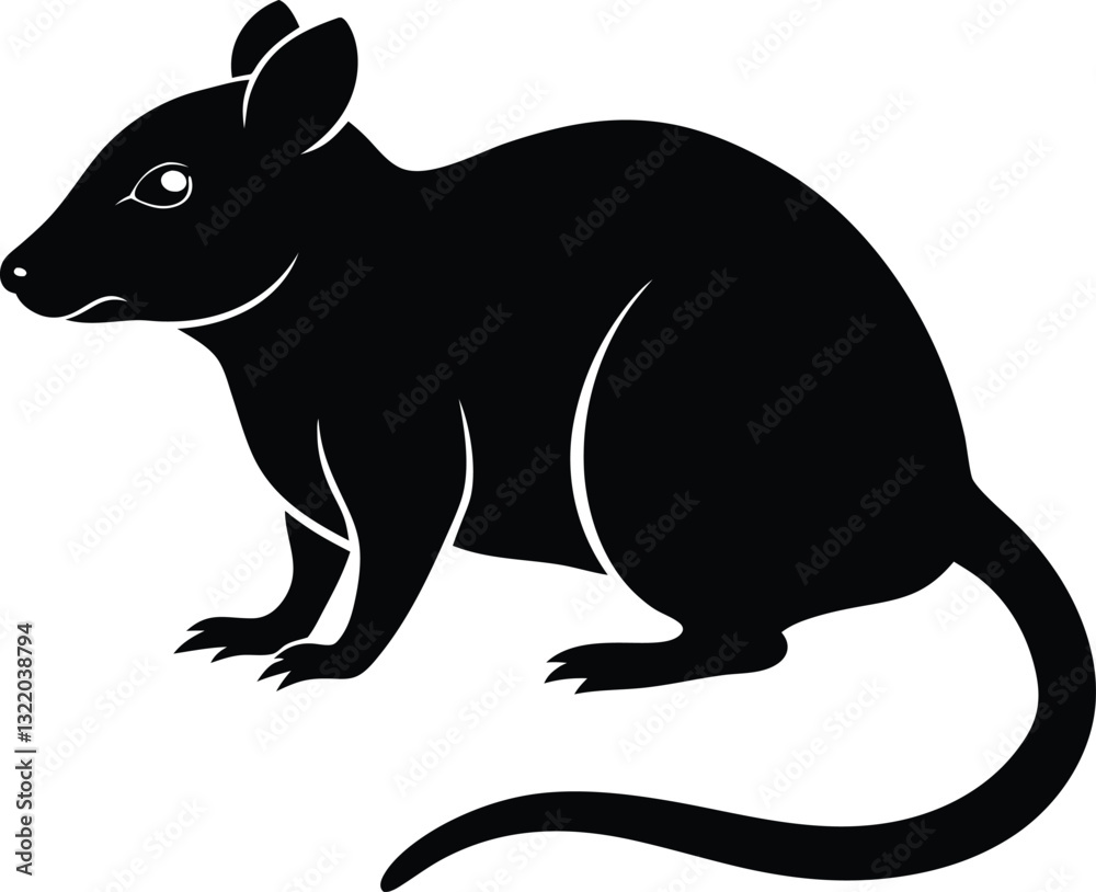 Obraz premium Rat Silhouette Vector Design, Rat Icon, Mouse Vector