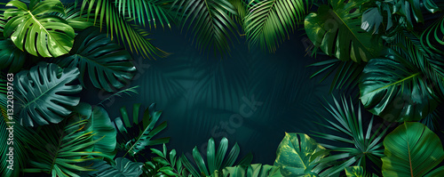 A green leafy background with a large leafy green leaf in the center