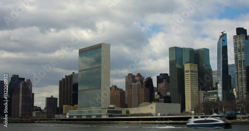 Sun Appearing over United Nations in New York, Time-lapse