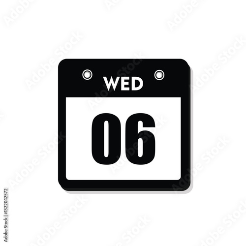 calender icon, 06 wednesday icon with white background