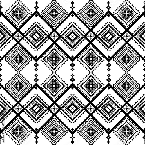 Wallpaper Mural Geometric Ethnic Traditional tribal black and white stripe background. Seamless tribal pattern, folk embroidery, ornament. Design for Home Decoration, fabric, textile, print, rug, paper, tattoo Torontodigital.ca