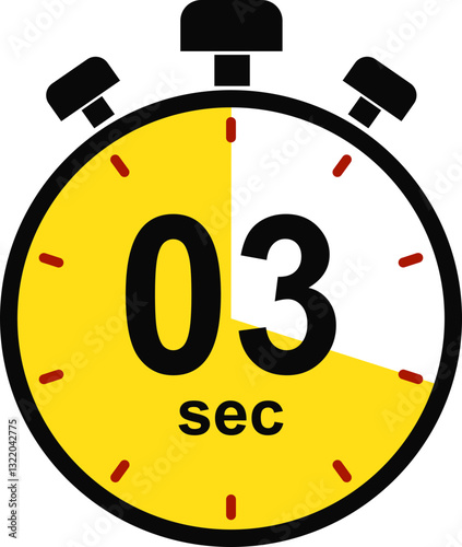 Stopwatch and Timer icon. 10 second countdown timer sign. Cooking time vector. Countdown timer symbol isolated on transparent background. Deadline related icon. Vector illustration.