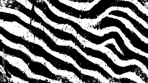 Texture with plain black and white zebra pattern, Black and white wavy stripes.  Abstract background. abstract graffiti shape in black and white, aligned with viewer’s perspective.