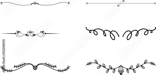 Divider separator hand drawing minimalist ornamental line drawing set