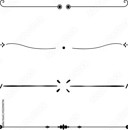 Divider separator hand drawing minimalist ornamental line drawing set