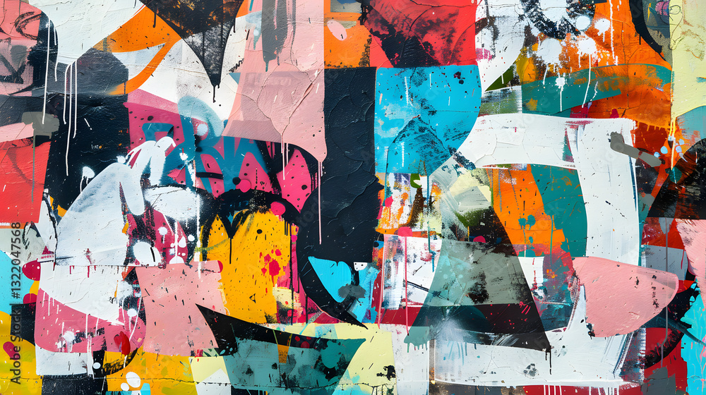 Fototapeta premium A colorful painting with a lot of different colors and shapes