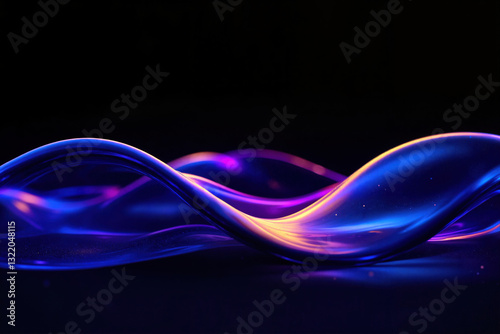 Flowing Wave Design in Dark Blue and Purple with Orange Accents for Modern Abstract Background