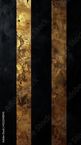 Golden Texture With Black Stripes on a Wall Background Showcasing Modern Desi...