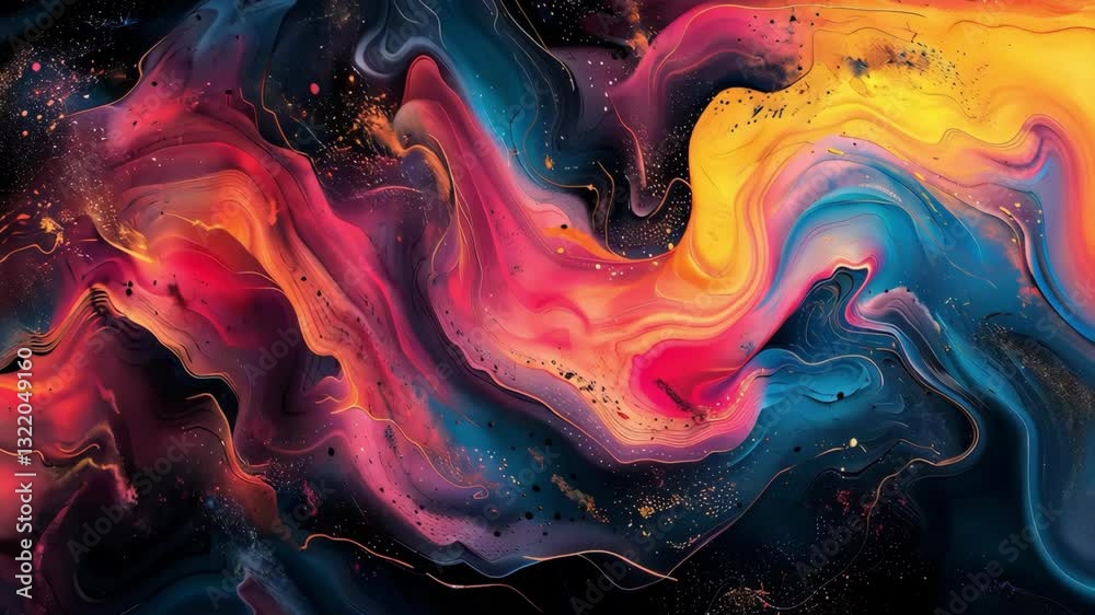 A colorful swirl of paint with a black background. The colors are bright and vibrant, creating a sense of energy and movement. The painting seems to be abstract. The mood of the painting is dynamic A colorful swirl of paint with a black background. The colors are bright and vibrant, creating a sense of energy and movement. The painting seems to be abstract. The mood of the painting is dynamic
