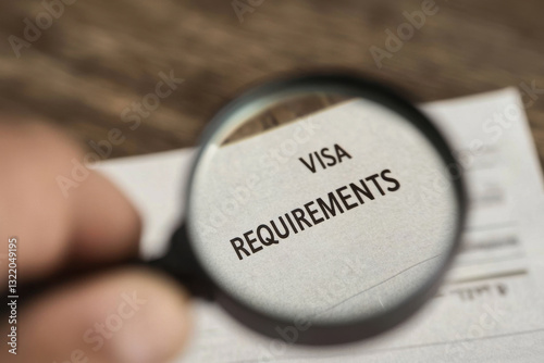 Wallpaper Mural A person is holding a magnifying glass over a piece of paper that says "Visa Req Torontodigital.ca
