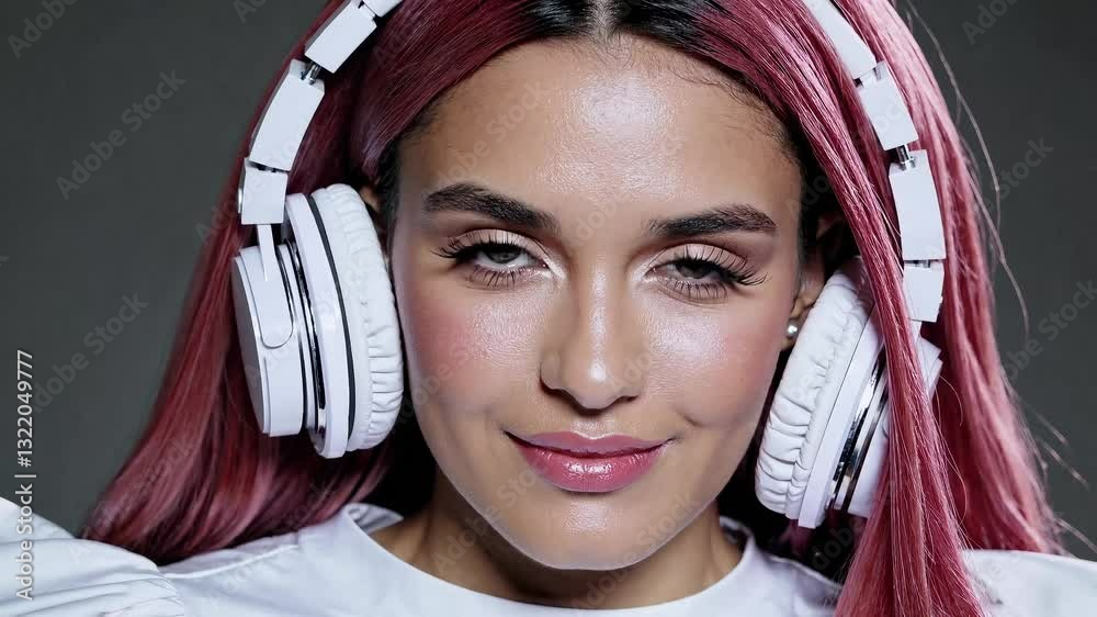 a girl listening to music with her headphones