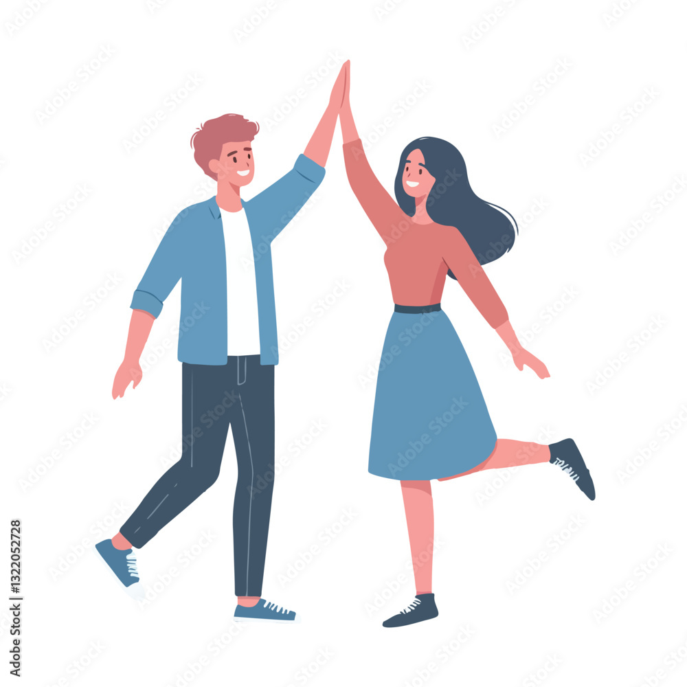 vector young man standing and jumping happily vector young man standing and jumping happily