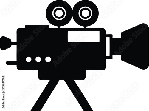 Video Camera black silhouette,Film Camera vector icon