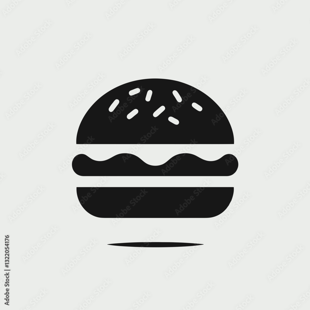 Hamburger Patty silhouette in black on a white background Hamburger Patty silhouette in black on a white background