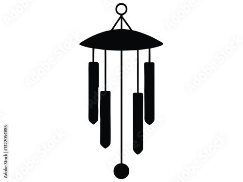 Wind Chime silhouette,Wind Chime simple flat vector