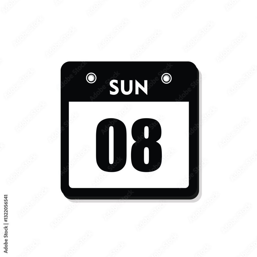 calender icon, 08 sunday icon with white background calender icon, 08 sunday icon with white background