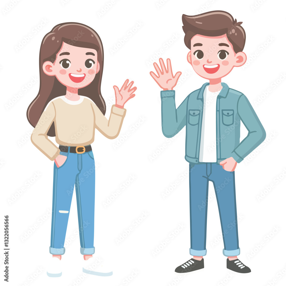 vector young man standing and jumping happily vector young man standing and jumping happily