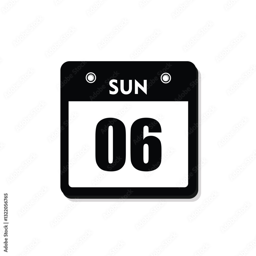 calender icon, 06 sunday icon with white background calender icon, 06 sunday icon with white background