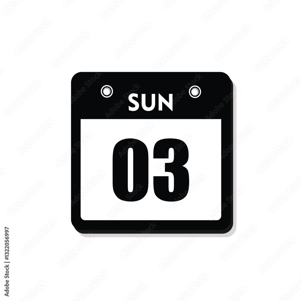 calender icon, 03 sunday icon with white background calender icon, 03 sunday icon with white background