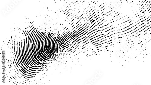 Black fingerprint on white Transparent background.