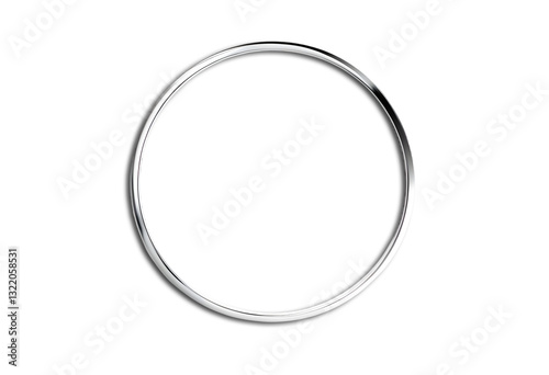Modern Metallic Round Frame in Shiny Silver Finish and Flawless White Background for Elegant Design Projects Transparent PNG Format Image File