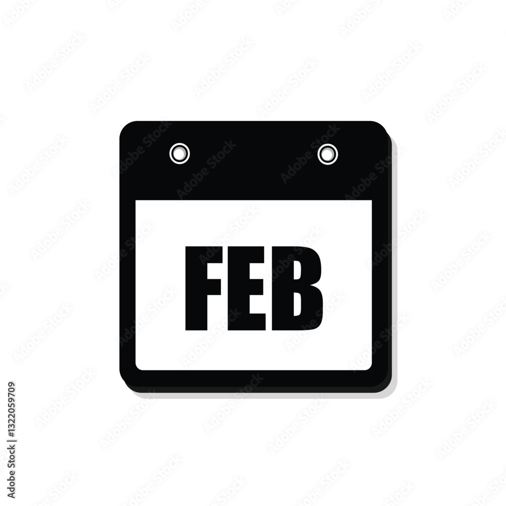 calender icon, february icon with white background calender icon, february icon with white background
