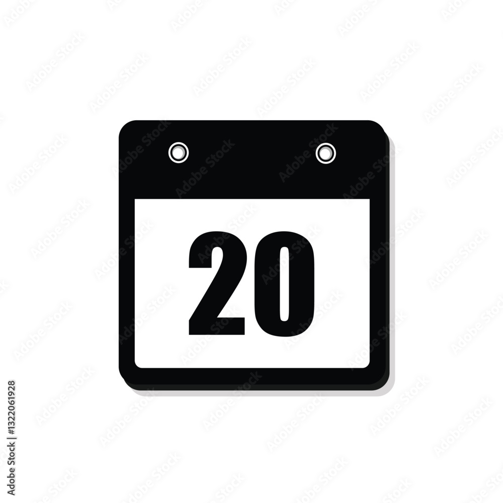 20 calender icon with white background 20 calender icon with white background