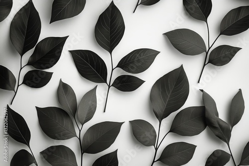Diverse Arrangement of Monochromatic Leaves on a Light Background Showcasing ...