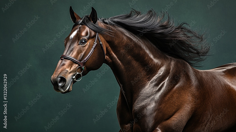 Obraz premium Majestic Brown Horse Galloping with Graceful Mane Flow