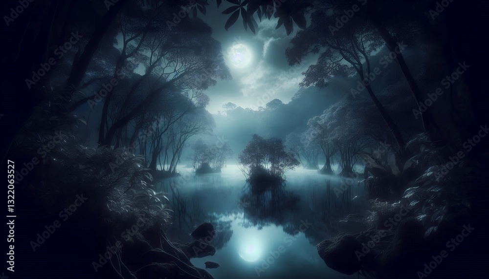 Obraz premium fantasy landscape with the moon